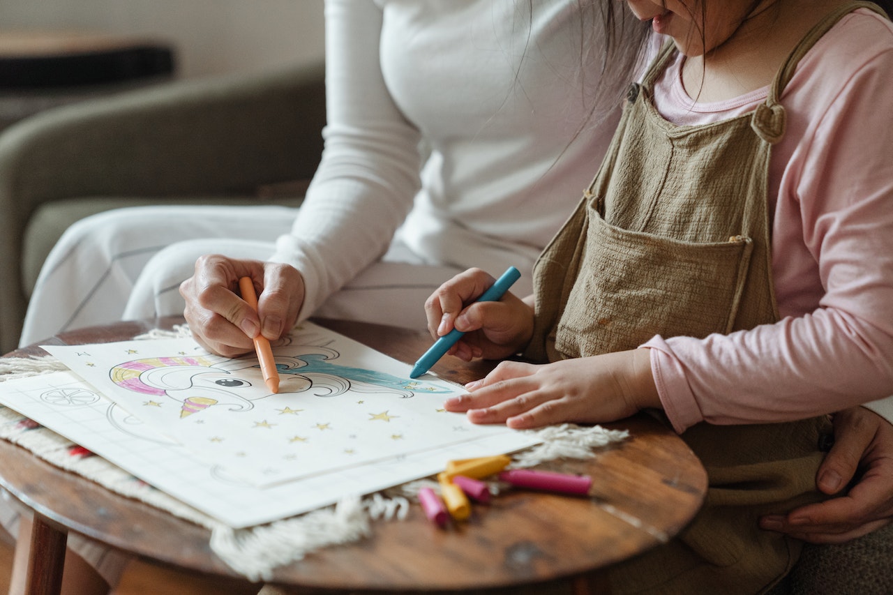 Close-up-of-woman-with-child-drawing-together-core-beliefs