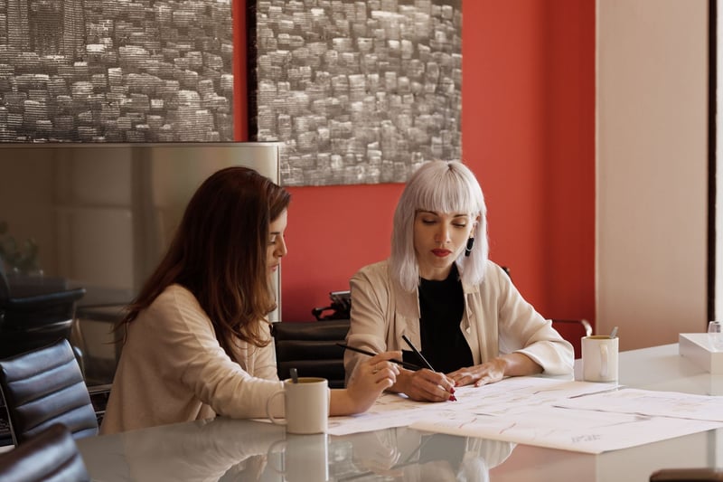 Two-Elegant-women-working-on-project