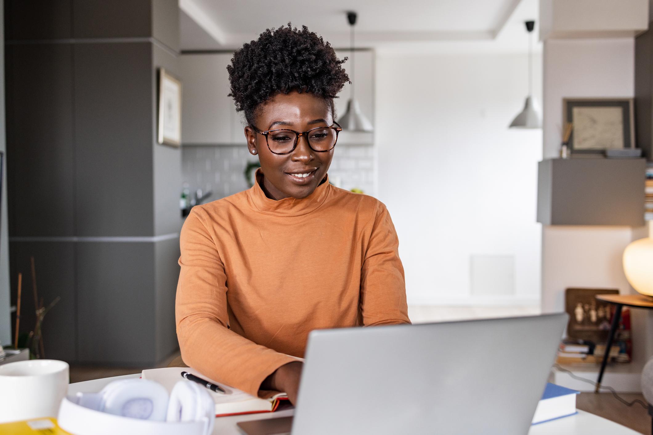 Woman-taking-online-test-at-home-personality-test-for-workplace
